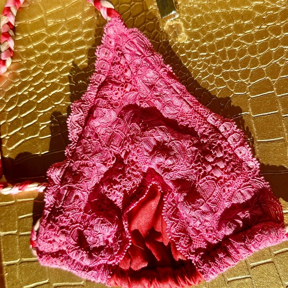 BEACH BUNNY SWIMWEAR SEXY & ELEGANT VIBRANT LACE BIKINI PINK/CORAL! COMFORTABLE - Picture 11 of 15